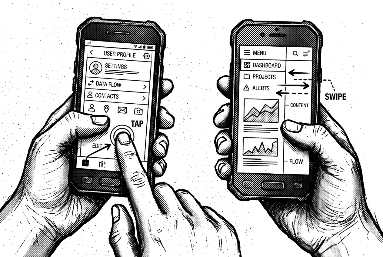 Mobile App Development halftone illustration